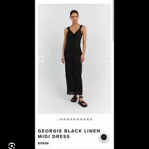 DISSH Georgie Black Linen Midi Dress